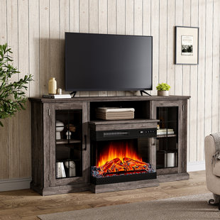 Weathered gray deals fireplace tv stand